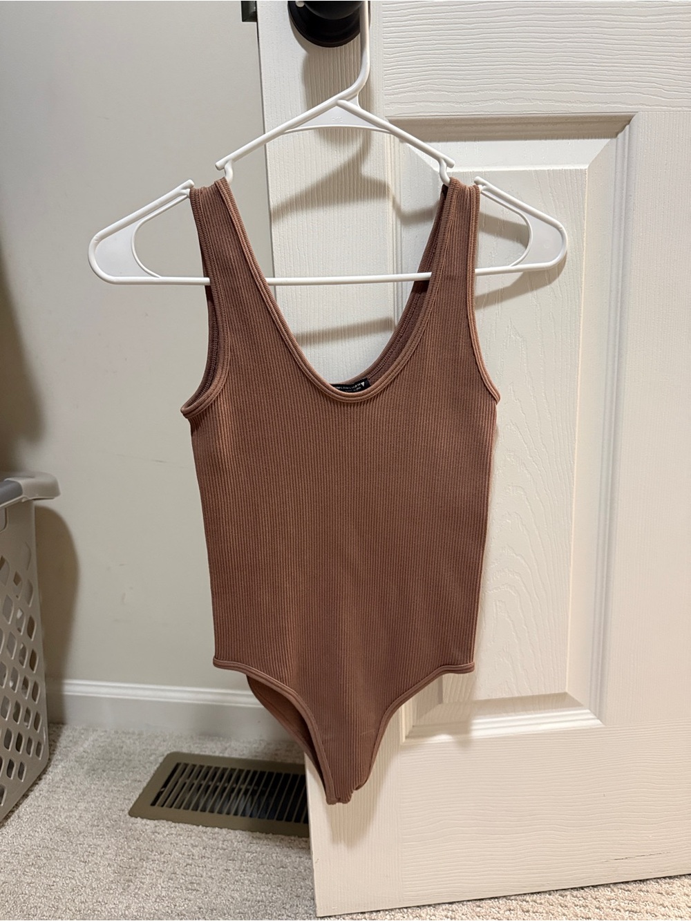 Zara Ribbed Brown Bodysuit